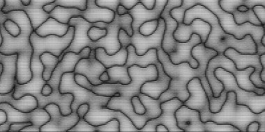 Gürültülü şablonda beyaz dikdörtgenlerin soyut bir kombinasyonu. Küçük karelerden oluşan dalgalı çizgilerle Grunge arka planı. Topografik kavram.