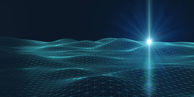 Soyut teknoloji geçmişi. Sanalda benekli gelecekteki üçgen kablo. Küresel yazılım ağı bilgisayar teknolojisi. Bilim, teknoloji ve bilgisayar kavramı.