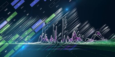 Soyut teknoloji geçmişi. Sanal olarak veri içeren gelecek renk teli. Küresel yazılım ağı bilgisayar teknolojisi. Bilim, teknoloji ve bilgisayar kavramı.