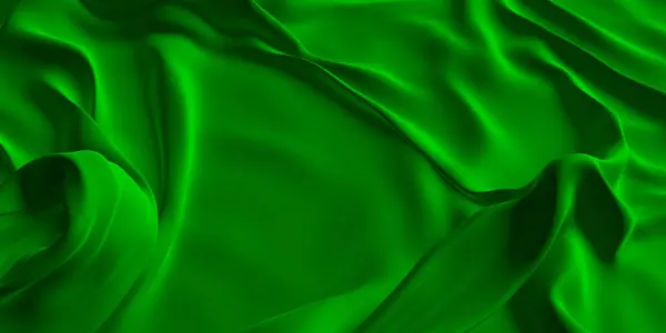 Тканина Хвилястий Абстрактний Кольоровий Тканинний Фон Візуалізація Банер Зеленої Текстури — стокове фото