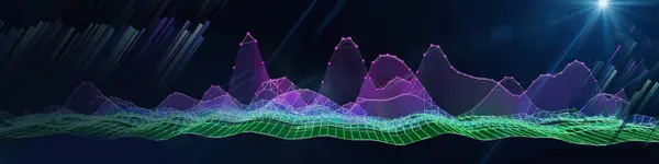 Абстрактный Фоновый Вавийный Цветовой Граф Сетке Точек Линий Светлой Звездой — стоковое фото