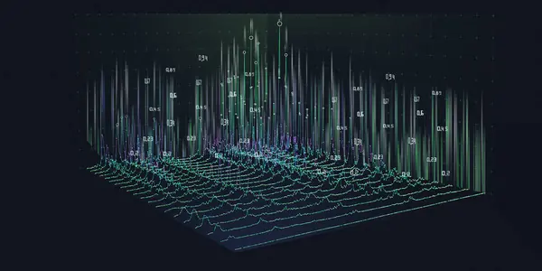 어둠에 데이터 라인과 추상적인 그래프입니다 공간에서의 인터레이션 데이터 빅데이터 비즈니스 — 스톡 사진