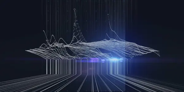 Absztrakt Háttér Rács Poligonális Wireframe Grafikon Körökkel Elmosódott Vonalak Technológiai — Stock Fotó
