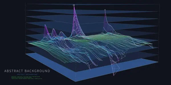 抽象的な背景色グラフ 暗闇の円および騒々しいラインからのワイヤーフレーム テクノロジー ワイヤーフレーム概念 仮想データ分析 ビジネス 技術データ分析のためのバナー ビッグデータ — ストックベクタ