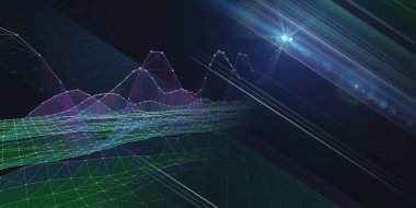 Çizgiler ve yıldızlı dairelerin soyut arkaplan renk teli. Sanal uzayda birleştirme teknolojisi veri kavramı. Büyük Data. İş, bilim ve teknoloji veri analizleri için pankart.
