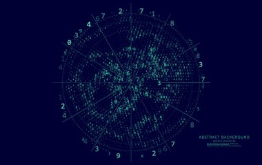 Sayılardan soyut arkaplan. Programlama ya da hacker konsepti. Baner bilgisayar, bilim ve ağ. Vektör illüstrasyonu.