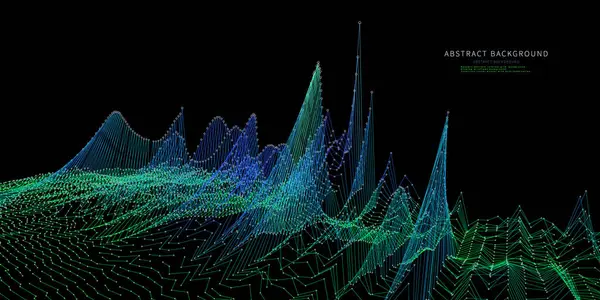 Siyah noktalardan gelen soyut arkaplan renk grafikleri ve gürültülü çizgiler. Teknoloji kablo konsepti sanal veri sesi. İş, bilim ve teknoloji veri analizleri için afiş. Büyük Veri.