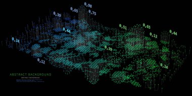 Renk çokgen ızgarasından soyut arkaplan grafiği ve siyahla ilgili veri. Teknoloji konsepti analitik veriler. İş, bilim ve teknoloji veri analizleri için afiş. Büyük Veri.