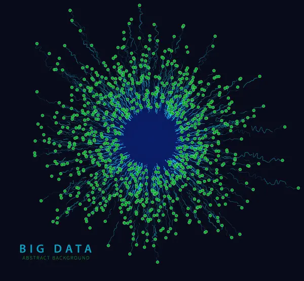 Soyut teknoloji geçmişi. Radyal grafik dalgalı çizgiler ve noktalar birleştirdi. Bilimsel veri konseptini analiz et. Büyük Data. Vektör illüstrasyonu.