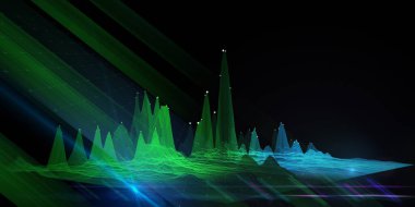 Soyut arkaplan renk grafik verisi ve siyah üzerine bulanık çizgiler. Teknoloji kavramı sanal veri. İş, bilim ve teknoloji veri analizleri için afiş. Büyük Veri.