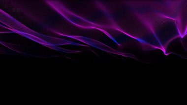 Gürültüde parçacıklar olan fütüristik dalga hareketi. Dijital teknoloji konsepti. Renkli soyut dalgalar. Büyük veri.