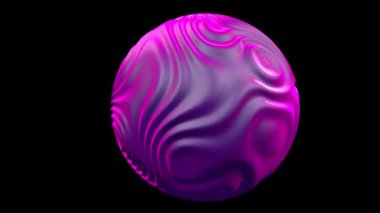 Siyahın üzerinde gürültülü dalga yüzeyi olan fütüristik üç boyutlu bir küre. Teknoloji sesi, büyük veriler ve yapay zeka için soyut kavram.