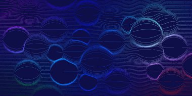 Mavi baloncuklu soyut arkaplan renk çizgileri. Vektör illüstrasyonu.