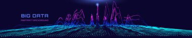 Koyu mavi siber uzayda veri tablosunu analiz eden soyut analitik arkaplan. Büyük veri. Kuantum kriptografi konsepti. İş, bilim ve teknoloji afişi.
