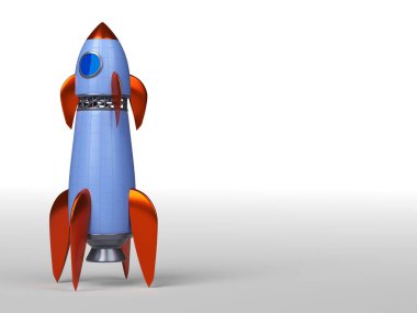 3B hazırlama roketi beyaz arkaplanda izole edildi. 