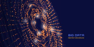 Karanlıkta soyut radyal yuvarlak grafikler. Kuantum eşmerkezli akış hesaplama evreni. Yapay zekanın siber uzayında veri küreleri olan fütüristik yuvarlak grafik. Büyük Veri.