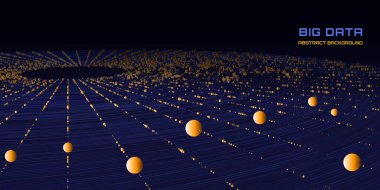 Karanlıkta soyut radyal yuvarlak grafikler. Kuantum eşmerkezli akış hesaplama evreni. Büyük Data. Yapay zekanın siber uzayında veri küreleri olan gelecekçi yuvarlak grafik.