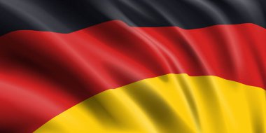 Ulusal Almanya bayrağı sallanıyor. Vektör İllüstrasyonu.