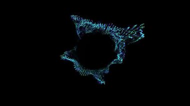 Karanlıktaki parçacıklardan gelen soyut fütürist dalgalar. Renk veri bazasından gelen ses hareketi. Ses dalgası ve ses arkaplanı. Parlak parçacıkların gürültüsüyle radikal. Bilim, teknoloji ve yapay zeka için..