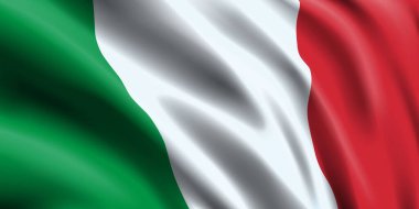 Bayrak İtalya dalgalanır. İtalyan bayrağı 3D gerçekçi. Yan görünümü kapat.