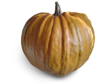 Beyaz arka planda gölgesi olan balkabağı..