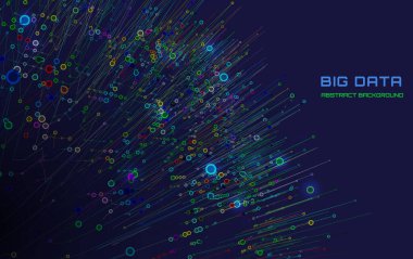 Karanlıkta daireler çizen soyut arkaplan dijital veri çubuğu. Teknoloji ve veri görselleştirmesini kabul et