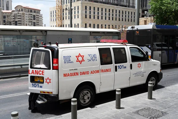 Jerusalem Israele Maggio 2023 Ambulanza Mda Magen David Adom Donata — Foto Stock