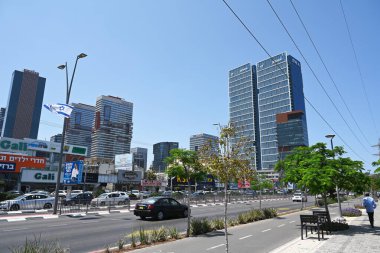 BNEI BRAK, ISRAEL - MAY 2023: Business park with the Lyfe Towers towering above it clipart