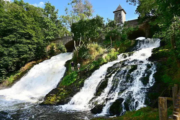 stock image COO, WALLONIA, BELGIUM - AUGUST 12, 2024: Cascade de Coo in de Amleve river. The waterfalls of Coo in the Belgian Ardennes.