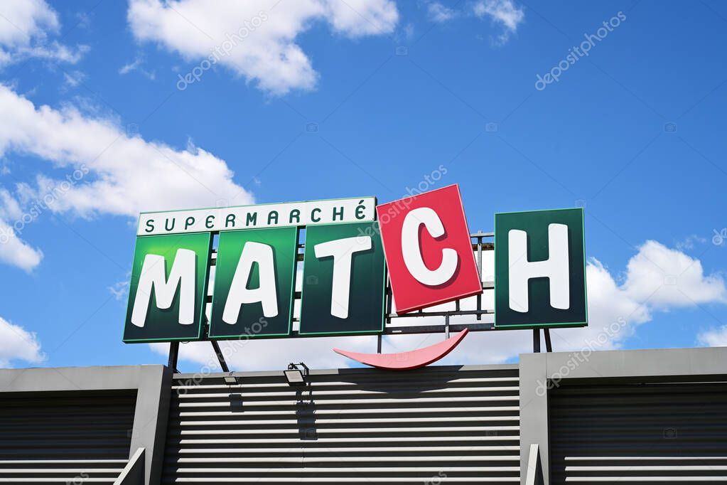 ALSACE, FRANCE - MAY 2025: Supermarch Match, the Belgian multinational chain of supermarkets owned by Louis Delhaize Group, will exit from food retail by selling activities in France to Carrefour