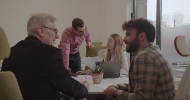 Kelompok Pekerja Multirasial Bekerja Sama Dalam Lingkungan Kantor Bisnis Modern — Stok Video