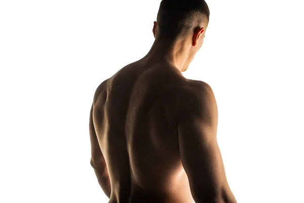 Attractive Handsome Guy Posing Back Topless — Fotografia de Stock