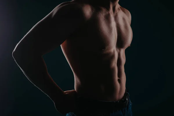 Giovane Uomo Muscoloso Con Parte Superiore Del Corpo Nudo Posa — Foto Stock