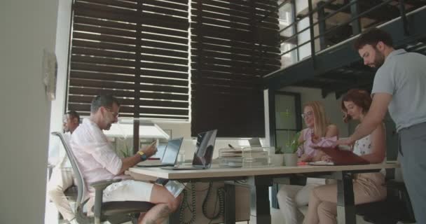 現代のオフィススペースで働く人々の多様な年齢と性別グループ — ストック動画