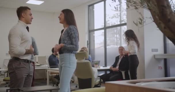 Young Managers Feeling Proud Turning Look Camera Front Team Modern — Vídeo de Stock