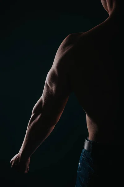 Strong Fit Male Sports Person Showing His Triceps His Left — Stock Photo, Image