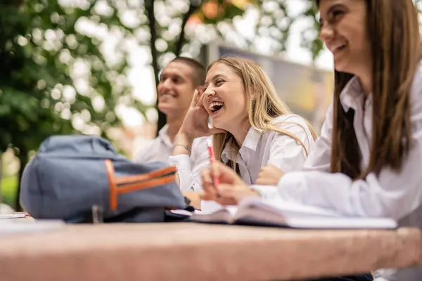 Happy Students Having Fun Laughing Classes — Stock Photo, Image