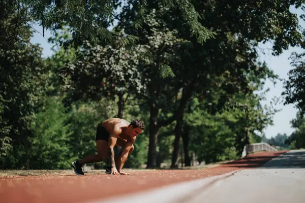 Actieve Blanke Atleet Cartwheel Oefenen Sunny Park — Stockfoto