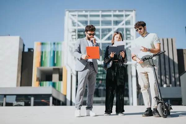 Stock image Successful Business Team Analyzing Opportunities for Financial Planning in Urban City