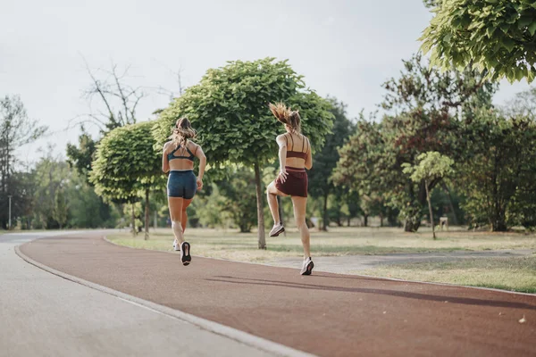 Een Groep Fitte Aantrekkelijke Atleten Joggen Trainen Buiten Wat Een — Stockfoto