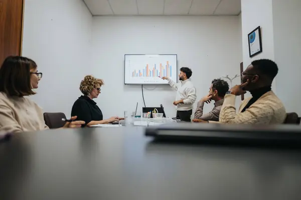 Diverse Professionals Collaborating Analyzing Market Opportunities Working Together Develop Successful — Stock Photo, Image