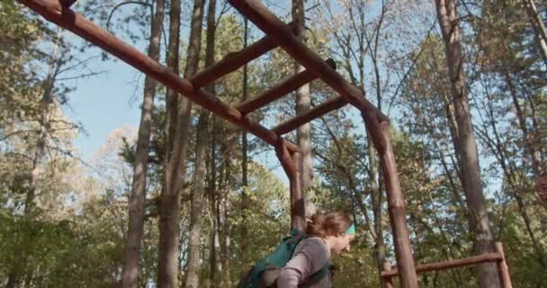 Atletik Yürüyüşçülerle Dağlarda Sağlıklı Bir Yaşam Sürün Fiziksel Aktivite Eğlence — Stok video