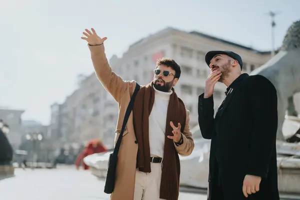 Due Uomini Affari Alla Moda Sono Impegnati Una Discussione All — Foto Stock
