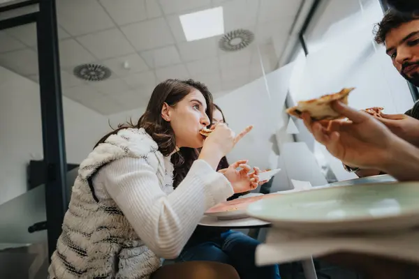 stock image Successful business people enjoying a refreshing lunch break together.