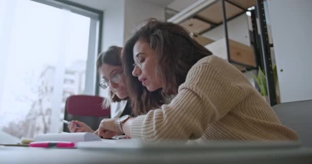 Dobře Osvětlených Moderních Kancelářských Prostorách Profesionální Ženy Různého Věku Intenzivně — Stock video