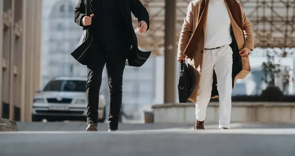 Two Professional Businessmen Walking Outdoors Urban Setting — Stock Photo, Image