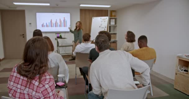 Colaboradores Negócios Estão Envolvidos Seminário Treinamento Dentro Uma Sala Aula — Vídeo de Stock