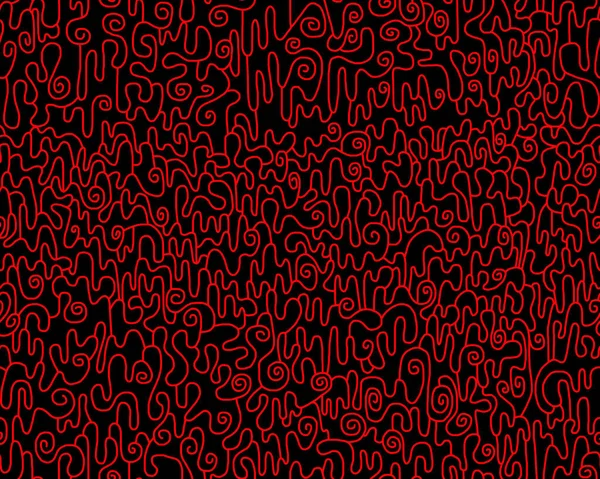 Abstract Drawing Drawn Red Lines Black Background Seamless Pattern — Stock Photo, Image