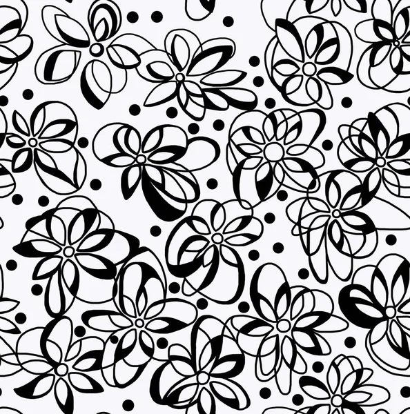 白い背景に花のような黒と白のパターン 抽象的なデザイン シームレスな背景 — ストック写真