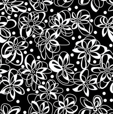 Siyah arkaplanda siyah beyaz desen, soyut tasarım, pürüzsüz arkaplan.